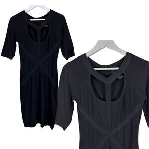 Kardashian Kollection Women's Black Bodycon Bandage Cutout Dress Size S